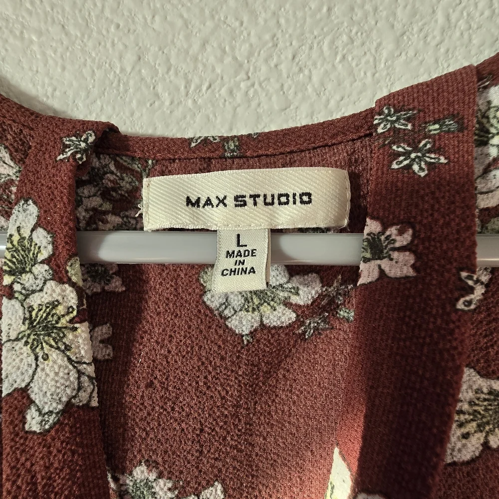 Max Studio Red Asymmetrical Sundress with Flutter Sleeves - Picture 3 of 8